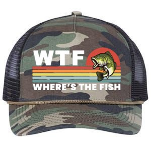 WTF Where's The Fish Funny Fisherman Retro Rope Trucker Hat Cap