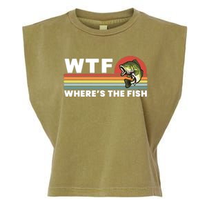 WTF Where's The Fish Funny Fisherman Garment-Dyed Women's Muscle Tee