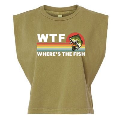 WTF Where's The Fish Funny Fisherman Garment-Dyed Women's Muscle Tee