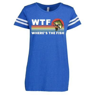 WTF Where's The Fish Funny Fisherman Enza Ladies Jersey Football T-Shirt