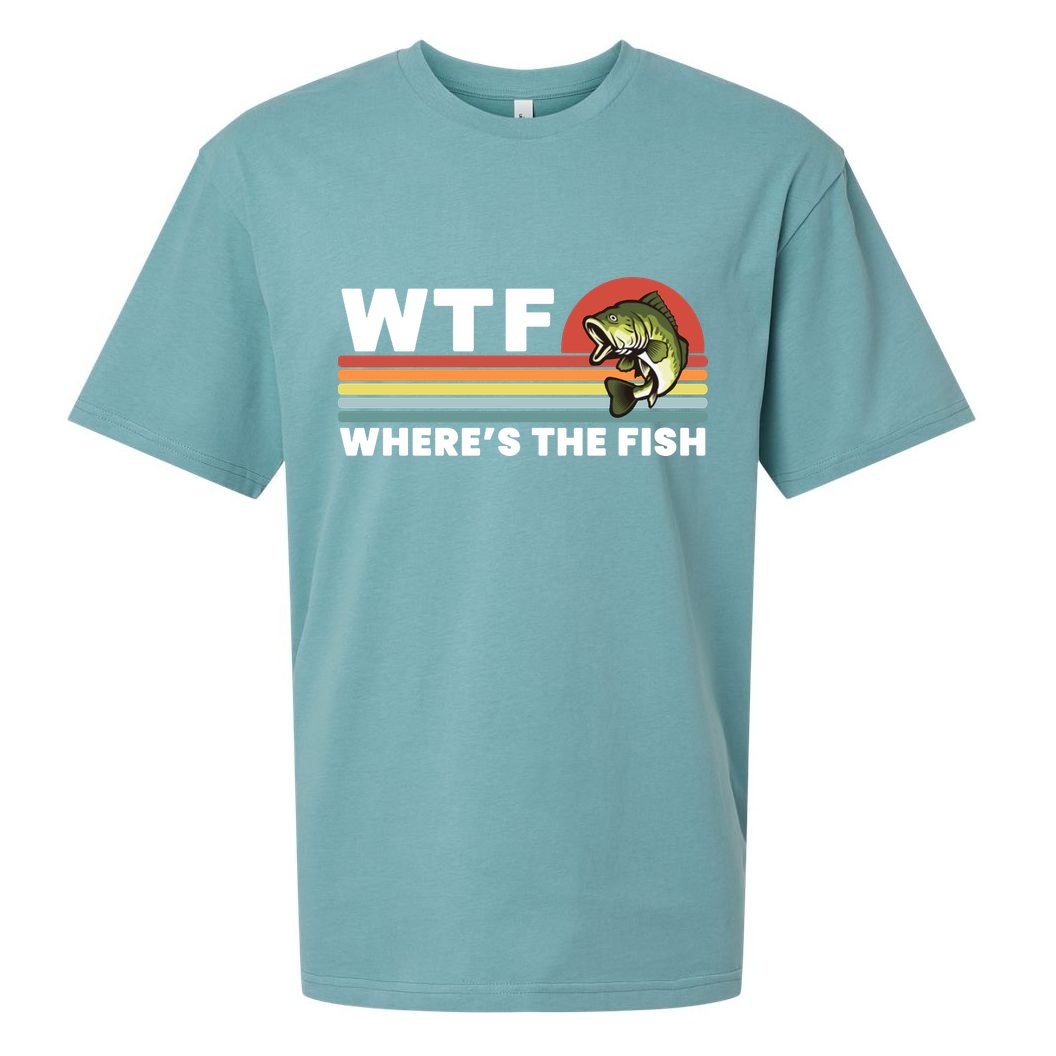 WTF Where's The Fish Funny Fisherman Sueded Cloud Jersey T-Shirt