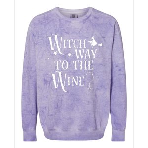 Witch Way To The Wine Funny Halloween Costume Colorblast Crewneck Sweatshirt