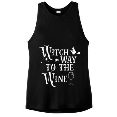 Witch Way To The Wine Funny Halloween Costume Ladies PosiCharge Tri-Blend Wicking Tank
