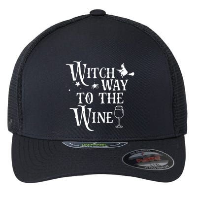 Witch Way To The Wine Funny Halloween Costume Flexfit Unipanel Trucker Cap