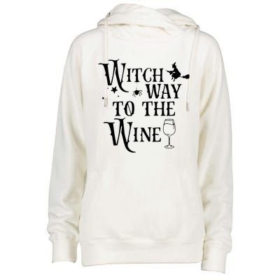 Witch Way To The Wine Funny Halloween Costume Womens Funnel Neck Pullover Hood