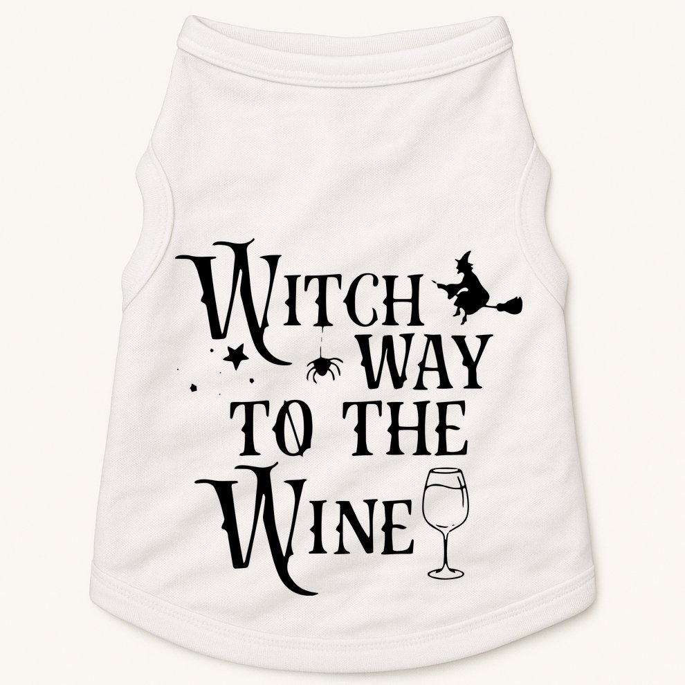 Witch Way To The Wine Funny Halloween Costume Doggie Tank