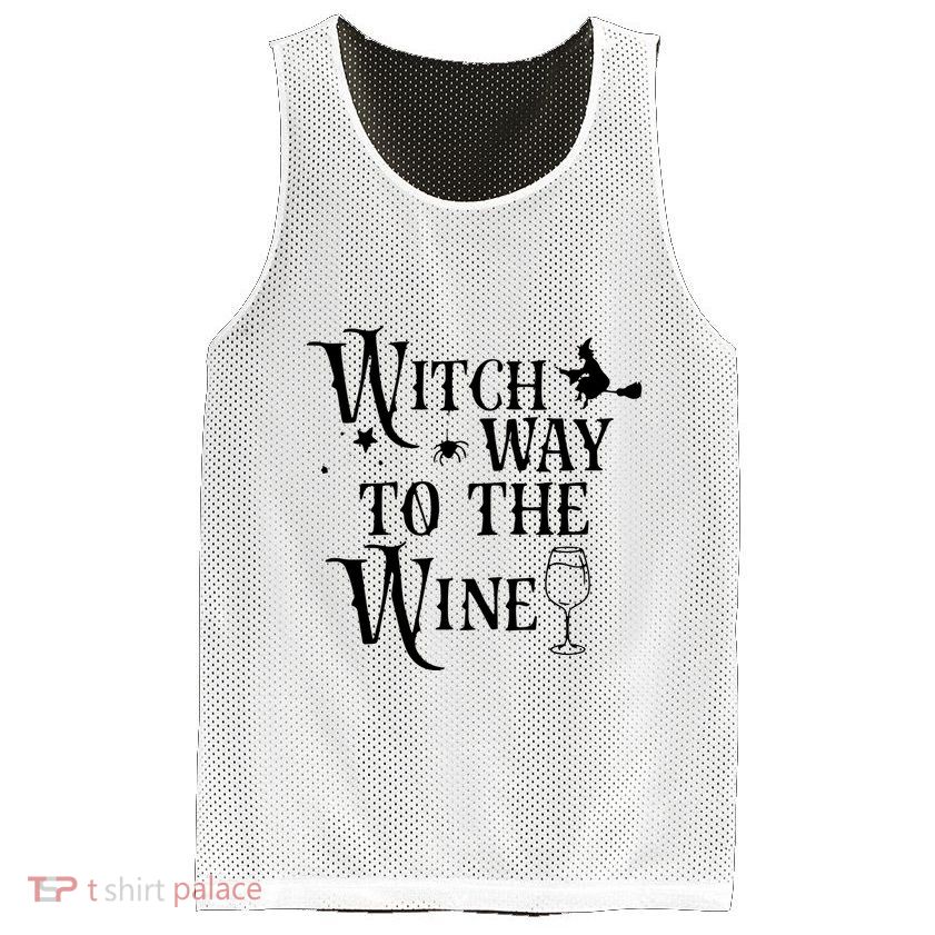 Witch Way To The Wine Funny Halloween Costume Mesh Reversible Basketball Jersey Tank