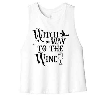 Witch Way To The Wine Funny Halloween Costume Women's Racerback Cropped Tank