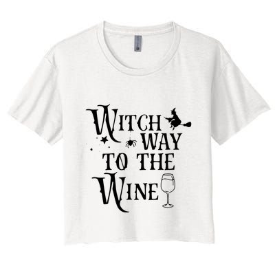Witch Way To The Wine Funny Halloween Costume Crop Top