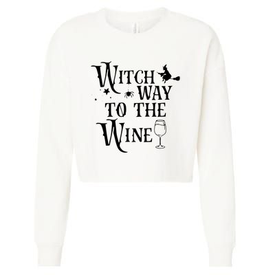 Witch Way To The Wine Funny Halloween Costume Cropped Pullover Crew