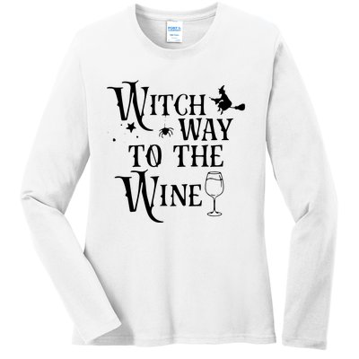 Witch Way To The Wine Funny Halloween Costume Ladies Long Sleeve Shirt