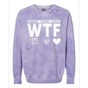 Wtf Whiskey Turkey Family Bourbon Lovers Whiskey Gift Colorblast Crewneck Sweatshirt