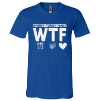 Wtf Whiskey Turkey Family Bourbon Lovers Whiskey Gift V-Neck T-Shirt