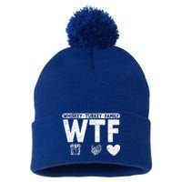 Wtf Whiskey Turkey Family Bourbon Lovers Whiskey Gift Pom Pom 12in Knit Beanie