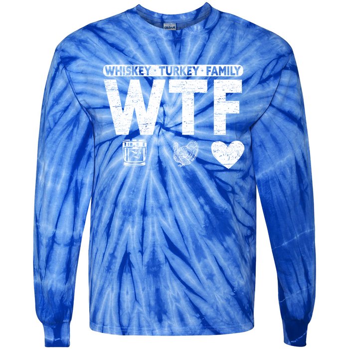 Wtf Whiskey Turkey Family Bourbon Lovers Whiskey Gift Tie-Dye Long Sleeve Shirt