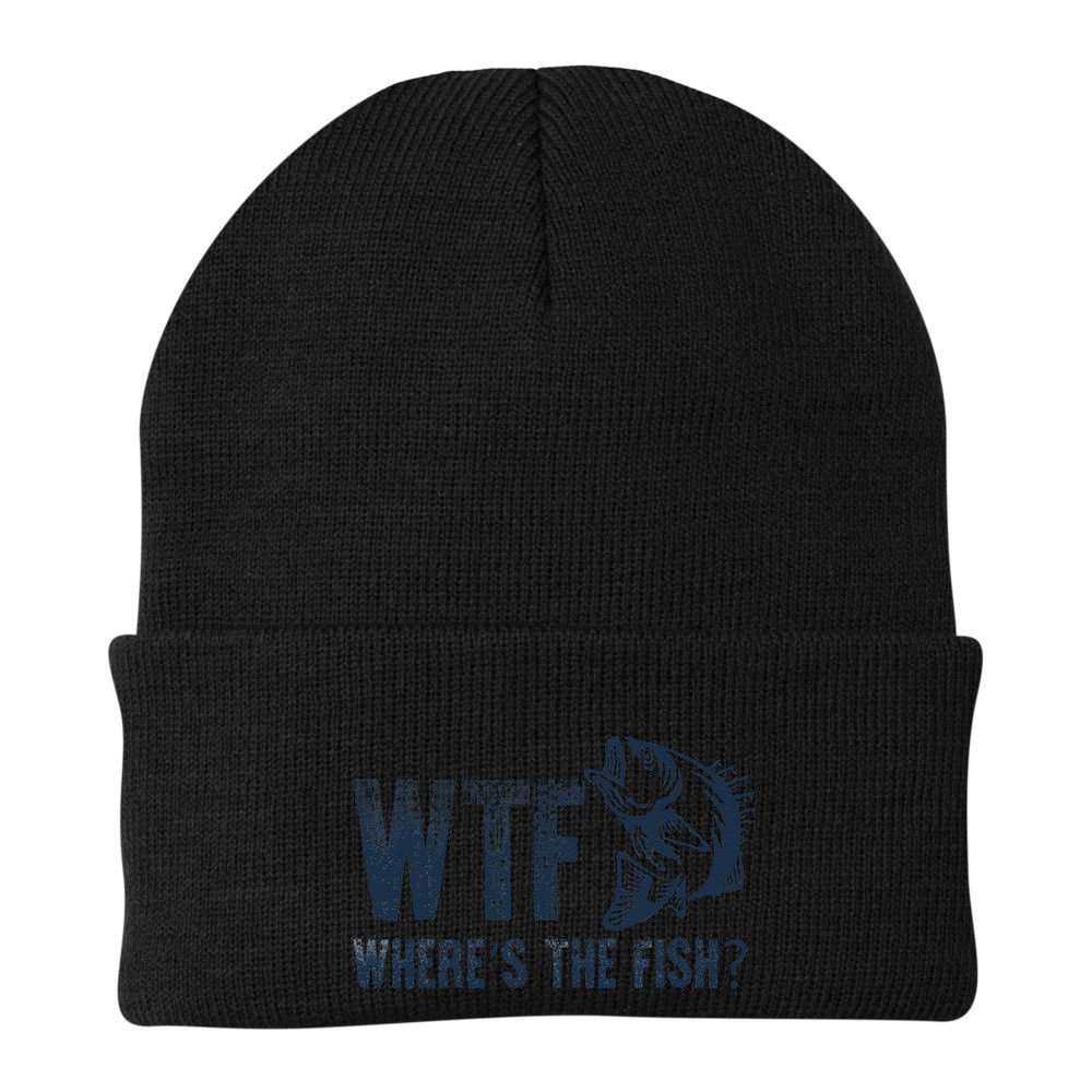 Wtf WhereS The Fish Funny Fishing Fisher Fathers Day Beanie