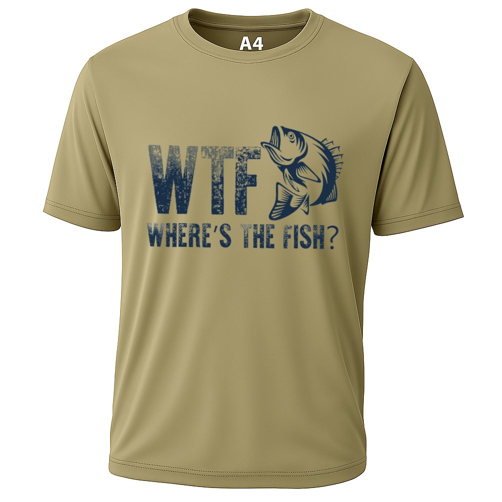 Wtf WhereS The Fish Funny Fishing Fisher Fathers Day Cooling Performance Crew T-Shirt