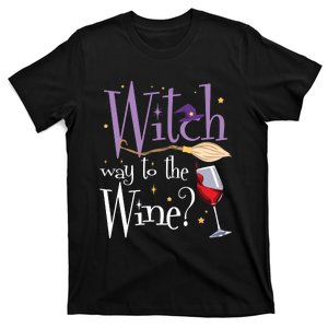 Witch Way To The Wine Halloween Drinking For Wiccan Witches T-Shirt