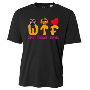 Wtf Wine Turkey Family Funny Thanksgiving Women Cooling Performance Crew T-Shirt