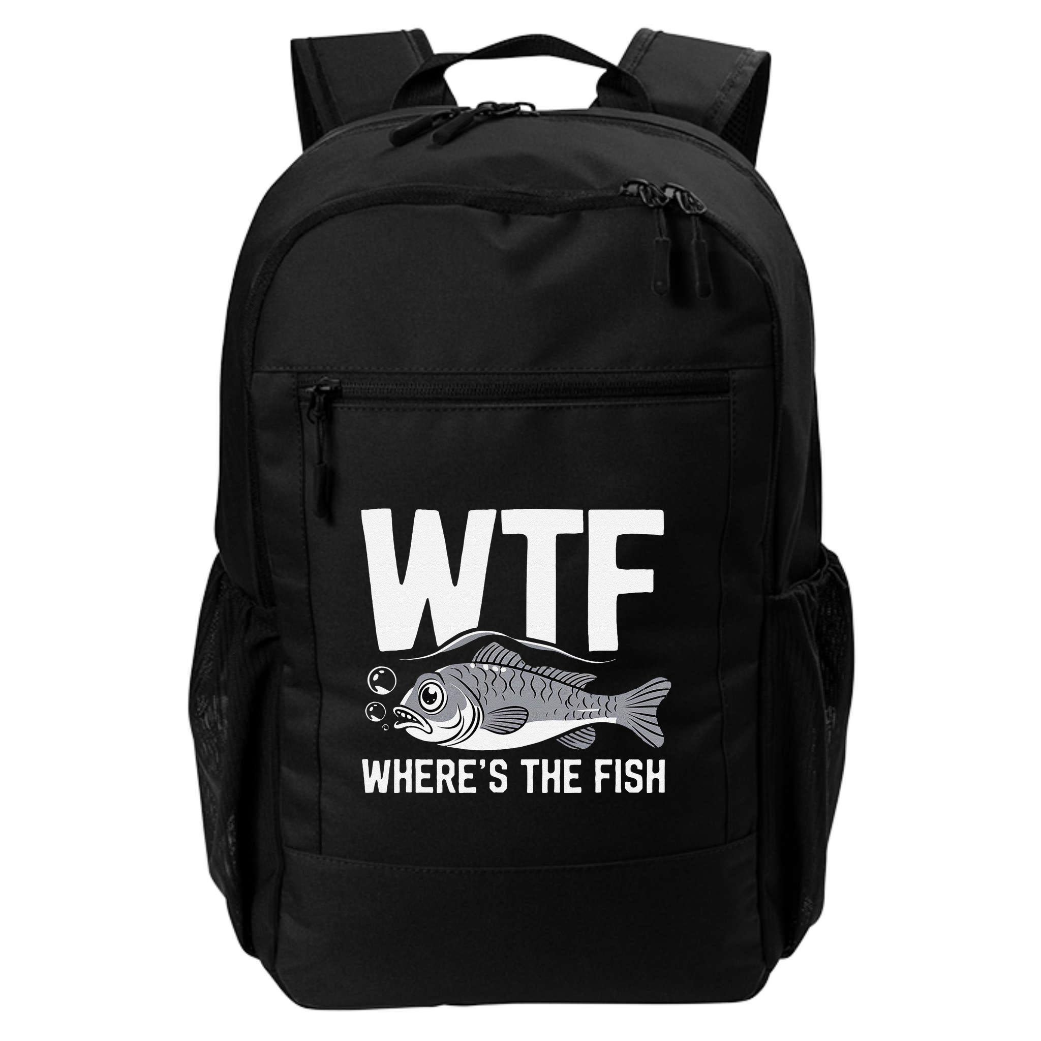 Wtf WhereS The Fish Funny Catching Fish Fishing Fisherman .Png Backpack