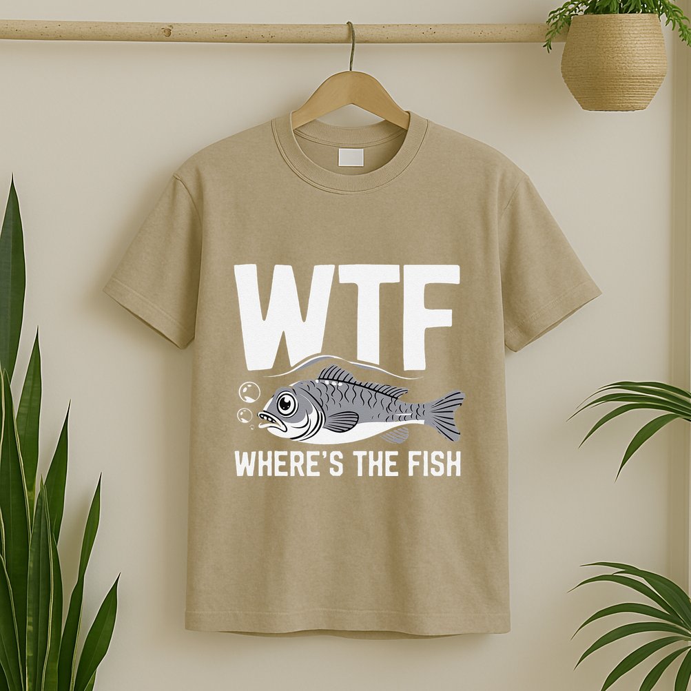 Wtf WhereS The Fish Funny Catching Fish Fishing Fisherman .Png T-Shirt
