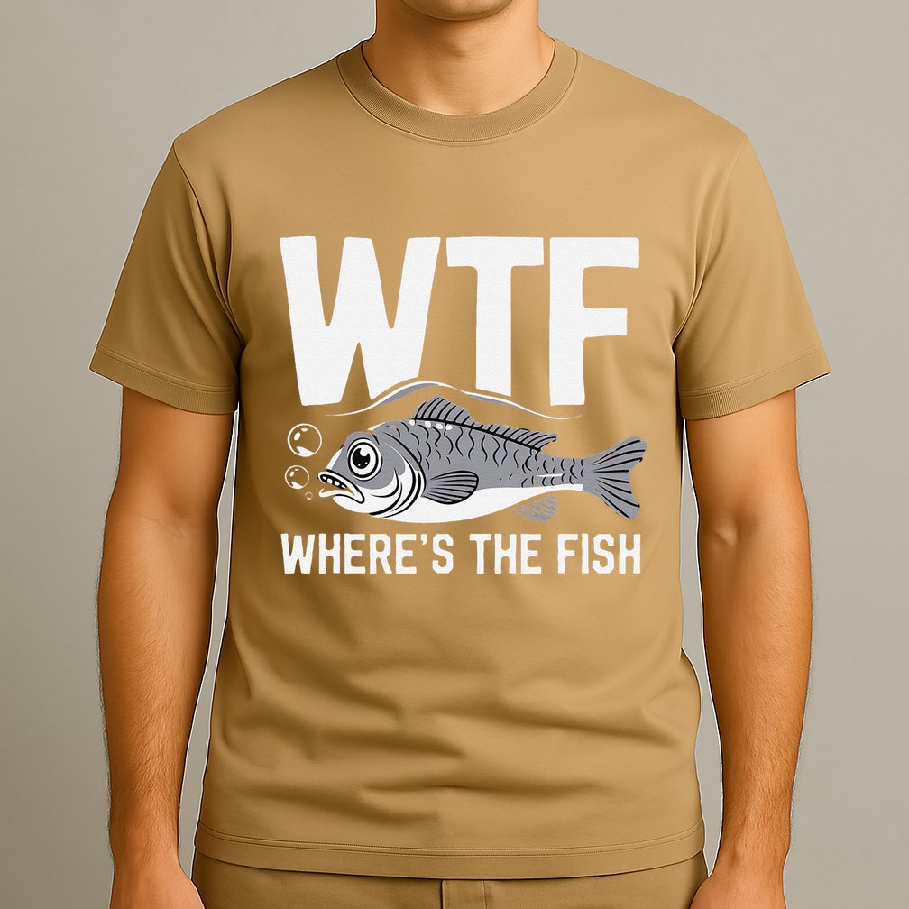 Wtf WhereS The Fish Funny Catching Fish Fishing Fisherman .Png T-Shirt