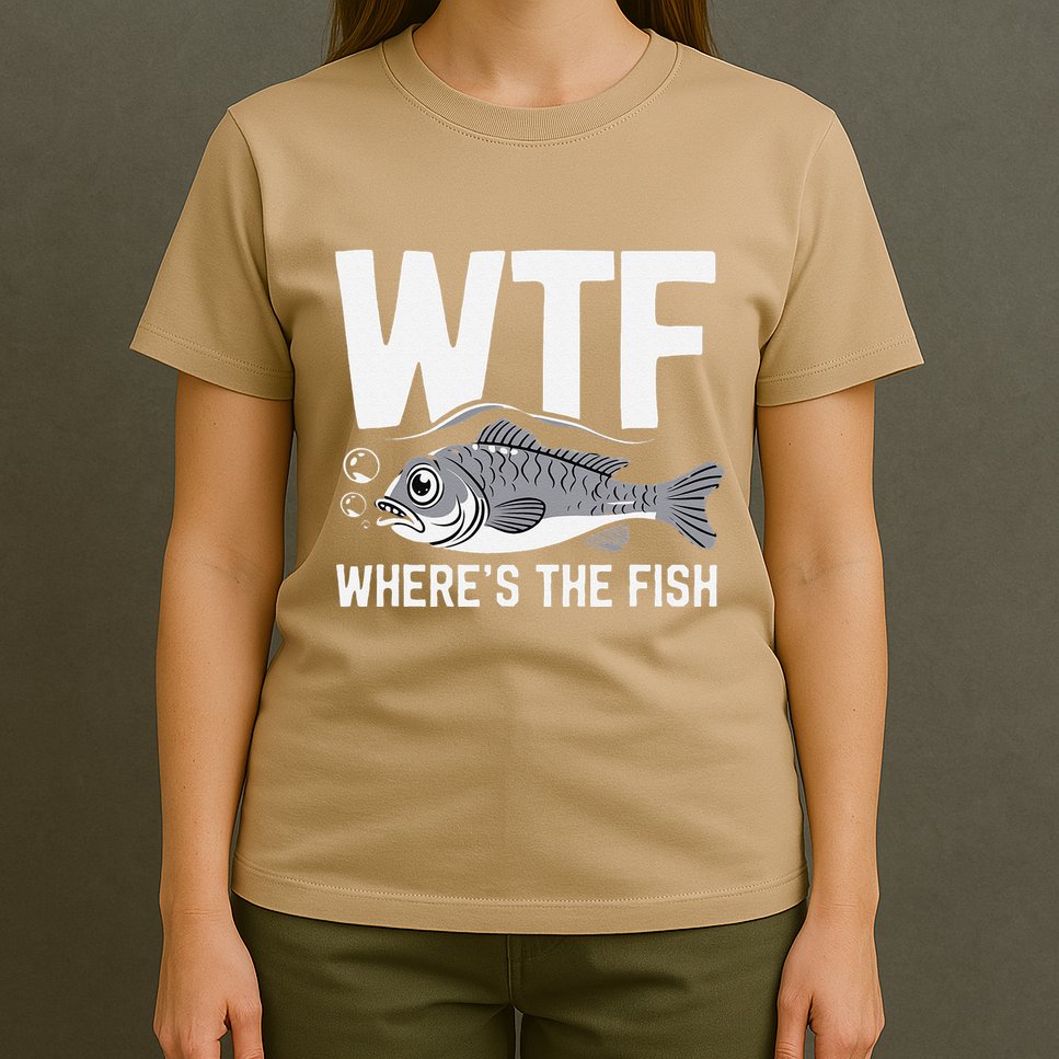Wtf WhereS The Fish Funny Catching Fish Fishing Fisherman .Png T-Shirt