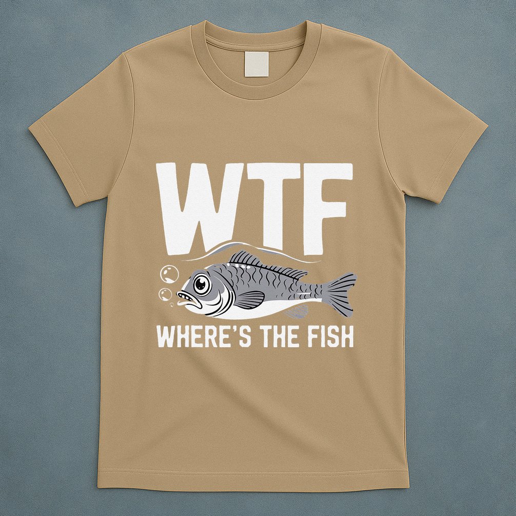Wtf WhereS The Fish Funny Catching Fish Fishing Fisherman .Png T-Shirt