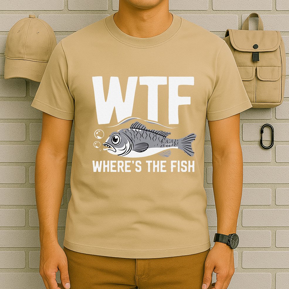Wtf WhereS The Fish Funny Catching Fish Fishing Fisherman .Png T-Shirt