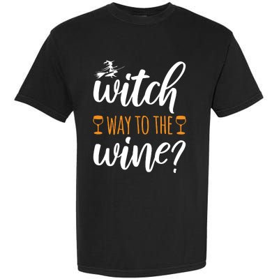 Witch Way To The Wine Halloween Funny Garment-Dyed Heavyweight T-Shirt