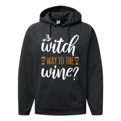 Witch Way To The Wine Halloween Funny Performance Fleece Hoodie