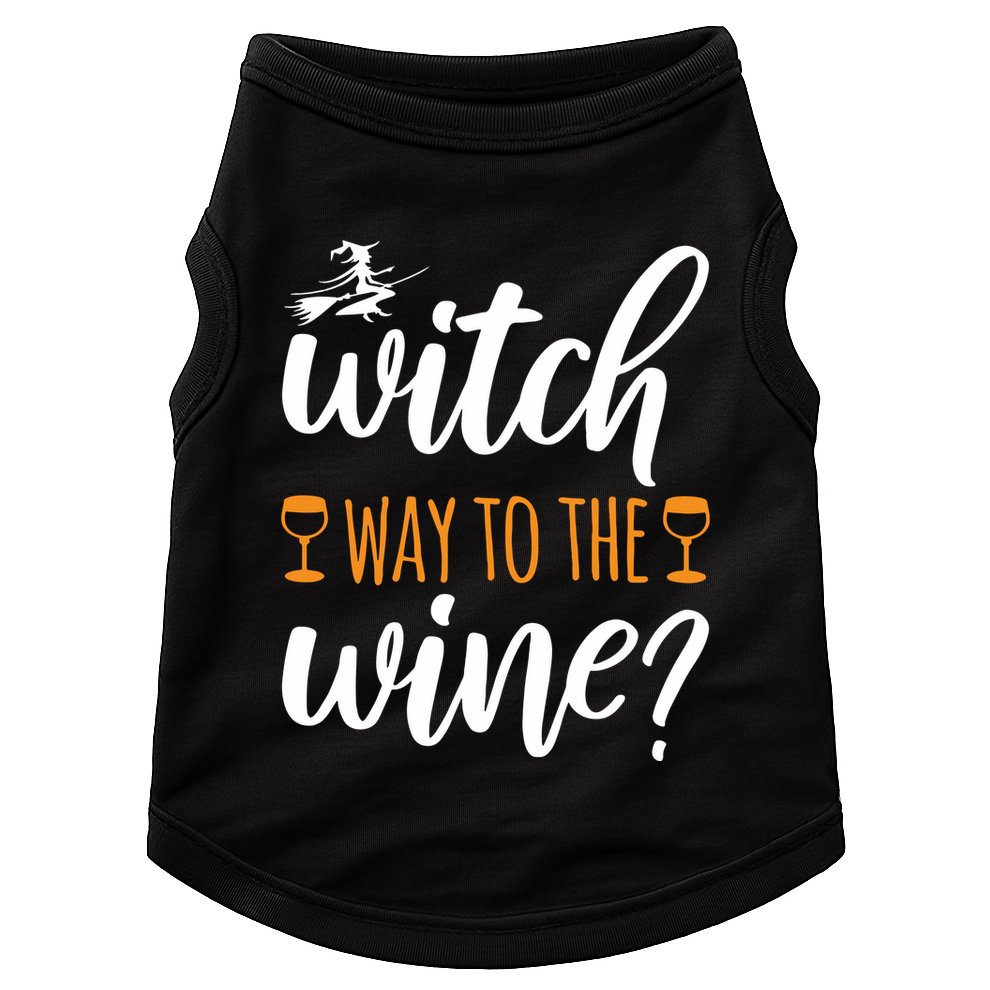 Witch Way To The Wine Halloween Funny Doggie Tank