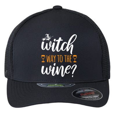 Witch Way To The Wine Halloween Funny Flexfit Unipanel Trucker Cap