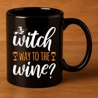 Witch Way To The Wine Halloween Funny 11oz C Handle Ceramic Mug