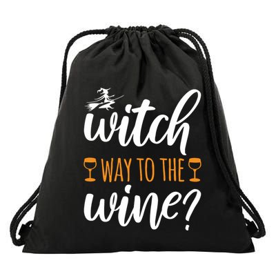 Witch Way To The Wine Halloween Funny Drawstring Bag