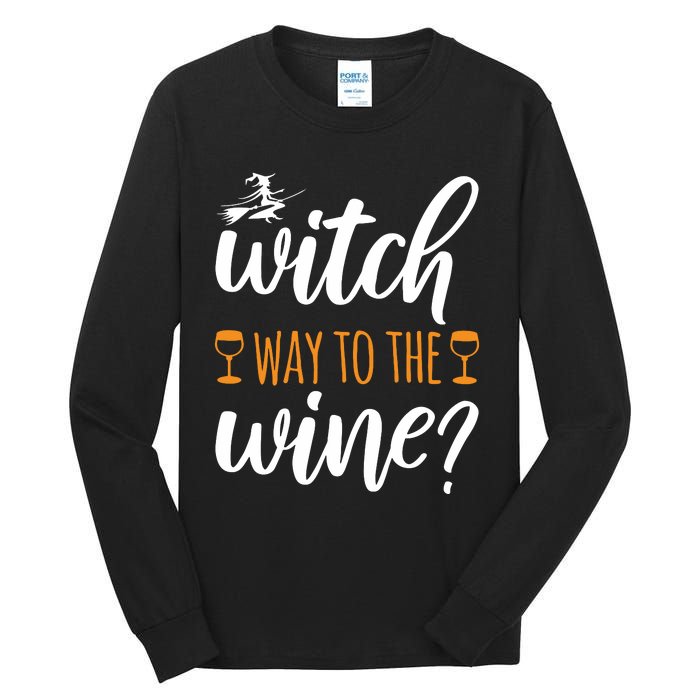 Witch Way To The Wine Halloween Funny Tall Long Sleeve T-Shirt