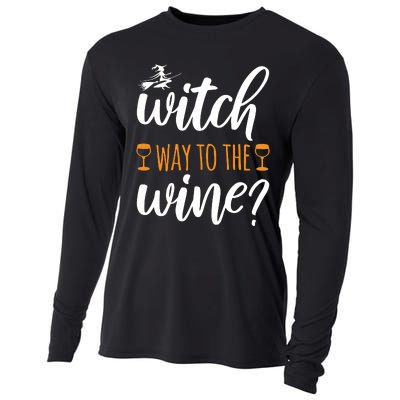 Witch Way To The Wine Halloween Funny Cooling Performance Long Sleeve Crew