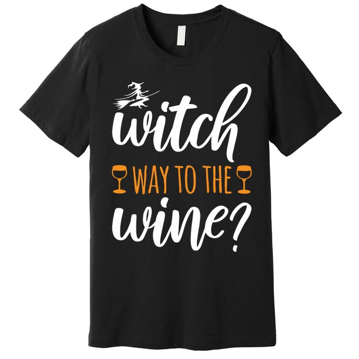 Witch Way To The Wine Halloween Funny Premium T-Shirt