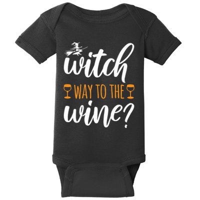 Witch Way To The Wine Halloween Funny Baby Bodysuit