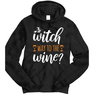 Witch Way To The Wine Halloween Funny Tie Dye Hoodie