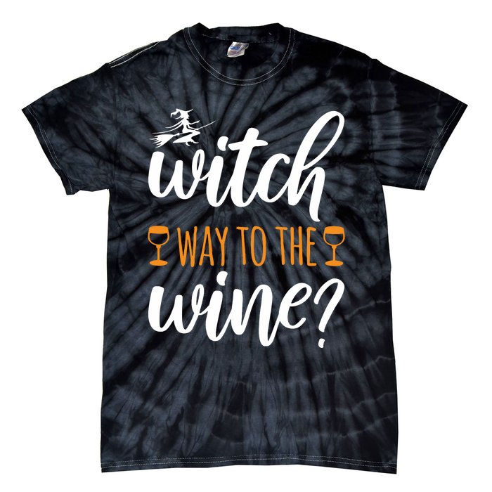 Witch Way To The Wine Halloween Funny Tie-Dye T-Shirt