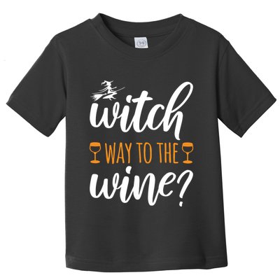 Witch Way To The Wine Halloween Funny Toddler T-Shirt