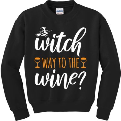 Witch Way To The Wine Halloween Funny Kids Sweatshirt