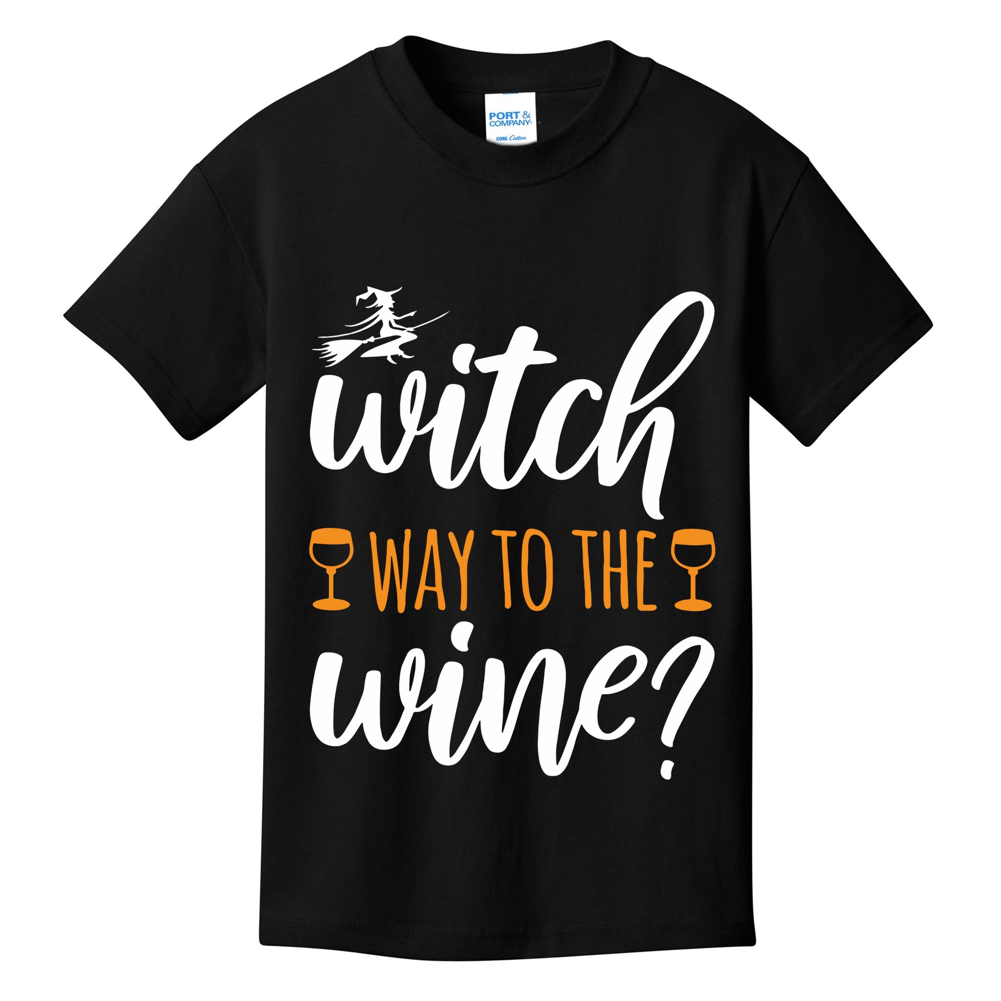 Witch Way To The Wine Halloween Funny Kids T-Shirt