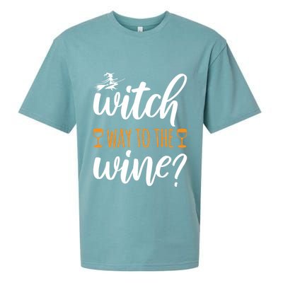 Witch Way To The Wine Halloween Funny Sueded Cloud Jersey T-Shirt