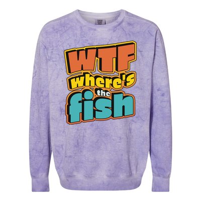 WTF Where's The Fish Funny Colorblast Crewneck Sweatshirt