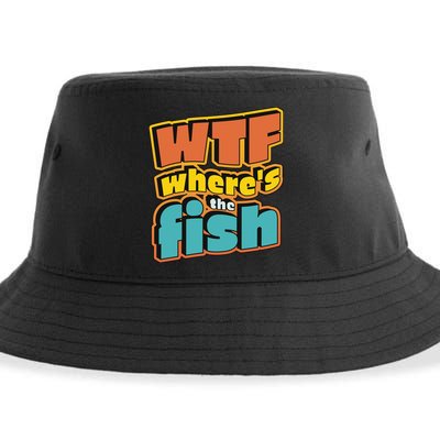 WTF Where's The Fish Funny Sustainable Bucket Hat