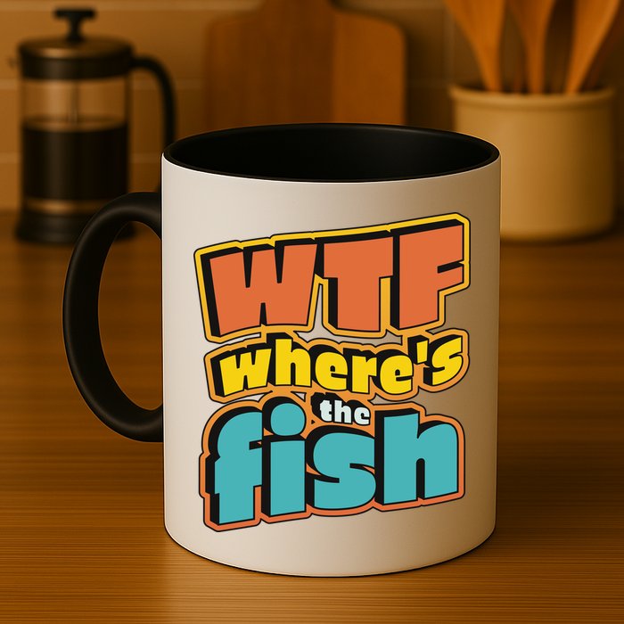 WTF Where's The Fish Funny Mug