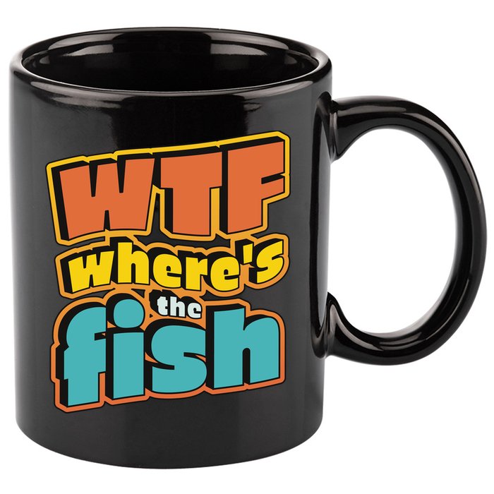 WTF Where's The Fish Funny 11oz C Handle Ceramic Mug