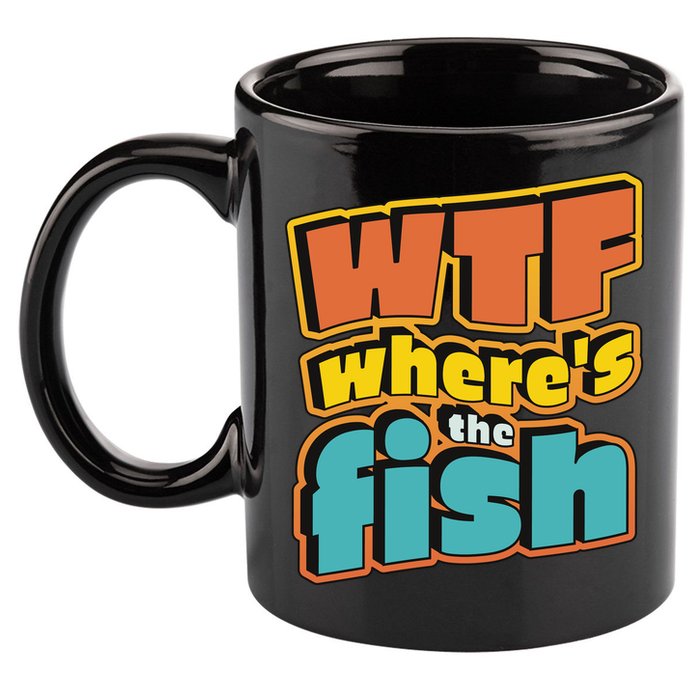 WTF Where's The Fish Funny 11oz C Handle Ceramic Mug